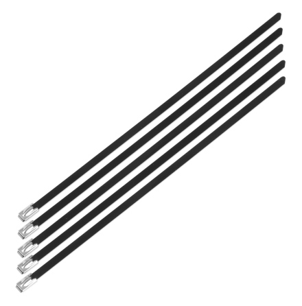 Stainless steel locking ties, 7.9mm x 350mm Black, 5pcs