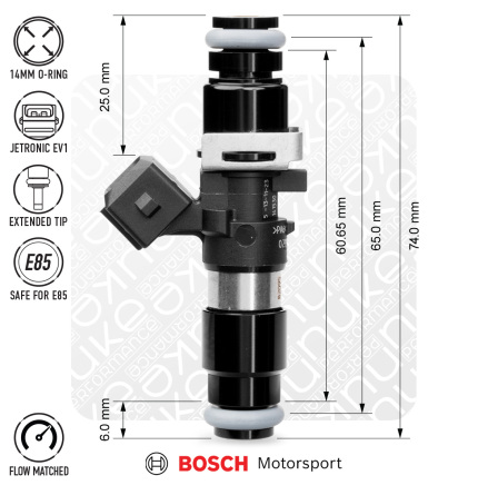 Bosch injector 1462cc, 65mm (EV14L), 5pcs flow matched