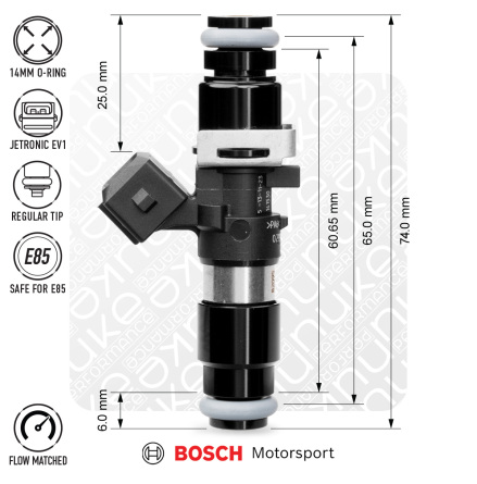 Bosch injector 1462cc, 65mm (EV14L), 4pcs flow matched